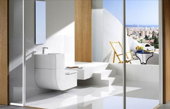 Moderno Lavabo e inodoro con estilo contemporáneo