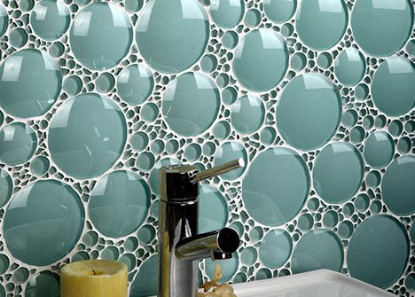 Originales azulejos para el baño con formas de burbujas
